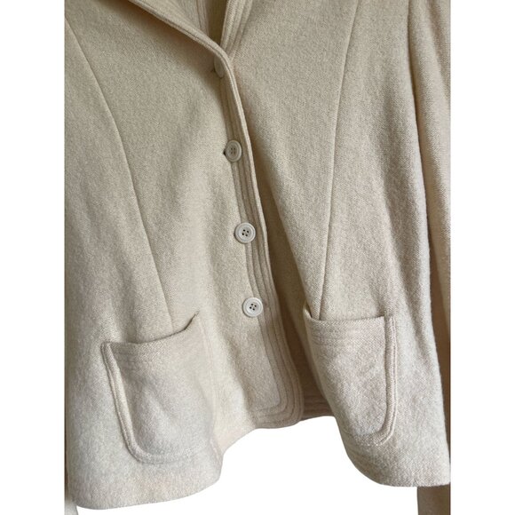 Petite Sophisticate Vintage 100% Wool Cream Ivory Button Front Collared Cardigan - Picture 9 of 11